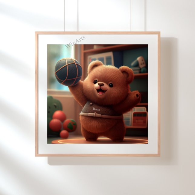 Poster Cute Bear jouant Basketball Art Personnalisé (Créateur téléchargé)