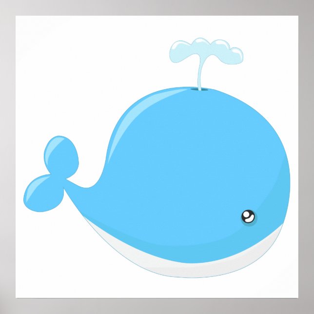 Poster Cute bébé baleine kawaii dessin animé pépinière (Devant)