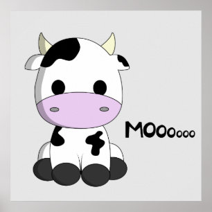 Poster Cute bébé vache dessin animé pépinière
