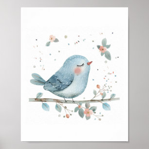 Poster Cute Bird Nursery Amis Aimer Fleurs Animales