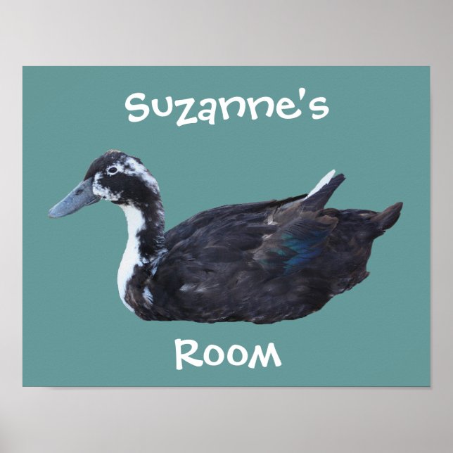 Poster Cute Black Duck Kids Room Personalized    (Devant)