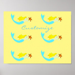 Poster Cute Blonde Mermaids with Star Thunder_Cove