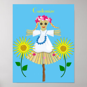 Poster Cute Blonde Pigtails Scarecrow