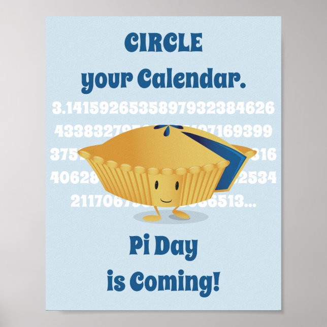 Poster Cute Blueberry Pie Pi Day (Devant)