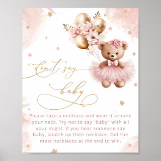 Poster Cute Blush Pink Teddy Bear Don't Say Baby Game  Po