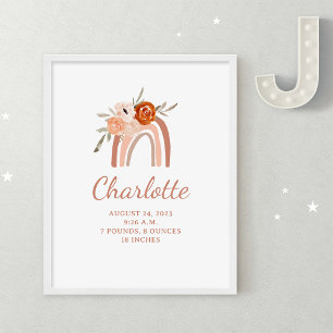 Poster Cute Boho arc-en-ciel   Statistiques sur la naissa