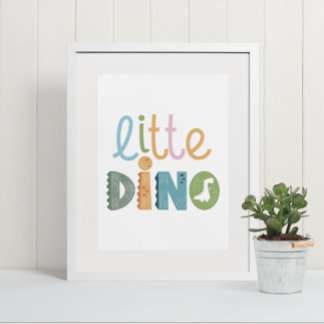 Poster Cute Boho Little Dinosaur Texte Nourriture Mur Art
