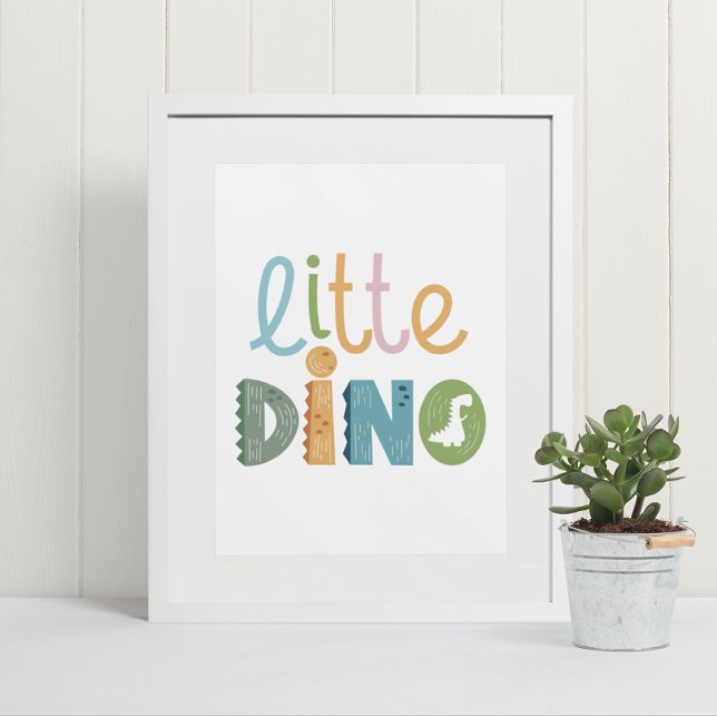 Poster Cute Boho Little Dinosaur Texte Nourriture Mur Art (Créateur téléchargé)