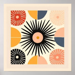 Poster Cute Boho Retro Soleil coloré