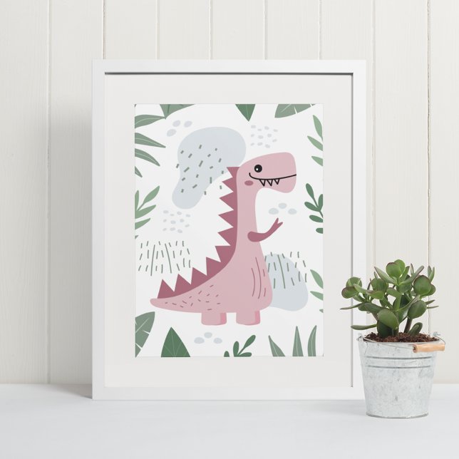 Poster Cute Boho T-Rex Dinosaur Baby Room Coeur (Créateur téléchargé)