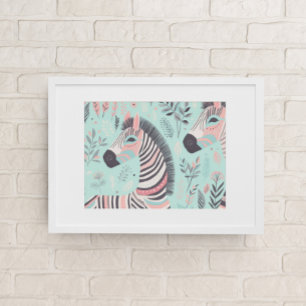 Poster Cute Boho Zebra Animal Safari Baby Room Wall Art
