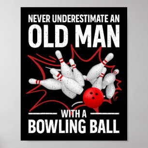 Poster Cute Bowling Femmes Hommes Grandpa Bowler Team Bow