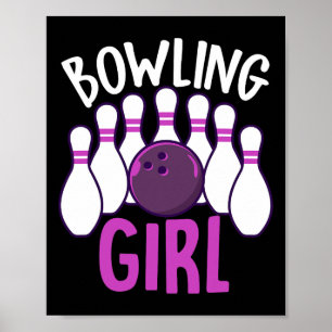 Poster Cute Bowling Girl Funny Bowler Enthousiaste tenue