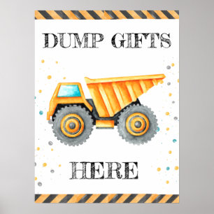 Poster Cute Boy Anniversaire Construction Véhicules Parti