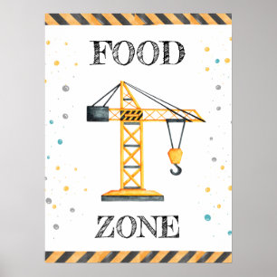 Poster Cute Boy Anniversaire Construction Véhicules Parti