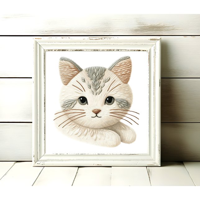 Poster Cute brodé Kitty Wall Art pour Amoureux de les cha (Créateur téléchargé)