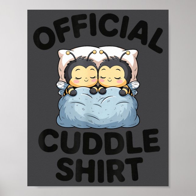 Poster Cute Bumble Bee Couple Cuddle  (Devant)