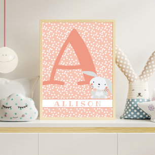 Poster Cute Bunny & À petits pois Infirmière personnalisé