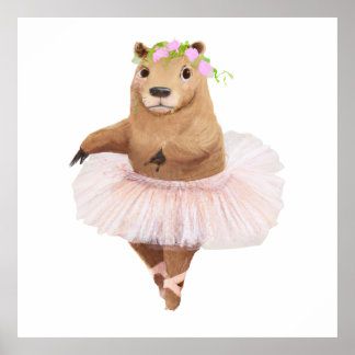 Poster Cute Capybara en jupe Tutu rose