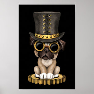 Poster Cute Carlin Steampunk Chien Chien Chien Chien Coch