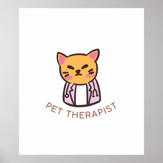 Poster Cute Cat Pet Therapist Cartoon Design (Devant)