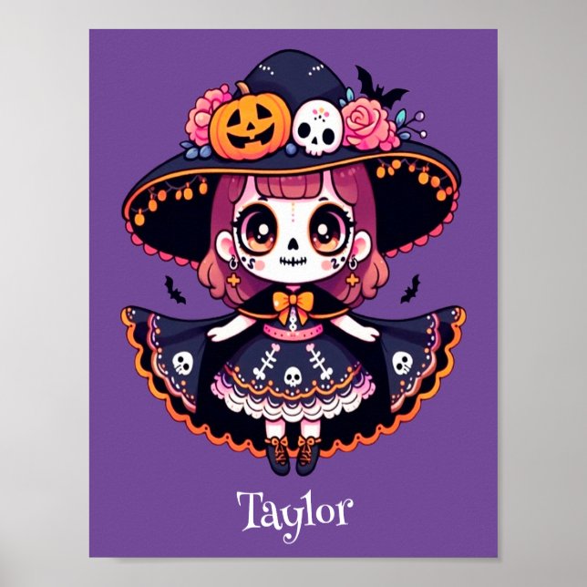 Poster Cute catrina girl halloween personalized (Devant)
