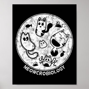 Poster Cute chat Bactéries désinfectées Microbiologie Sci