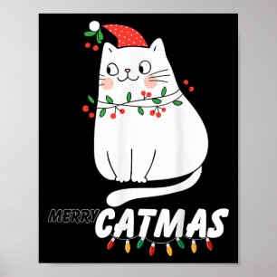 Poster Cute Chat Merry Catmas Noël Amoureux de les chats