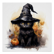 Cute chat noir avec un grand Casquette noir
