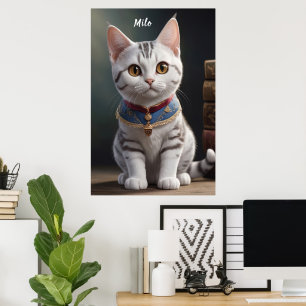 Poster Cute chaton à air court américain avec grands yeux