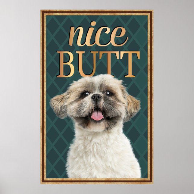 Poster Cute Chien Nice Butt Salle de bain (Devant)