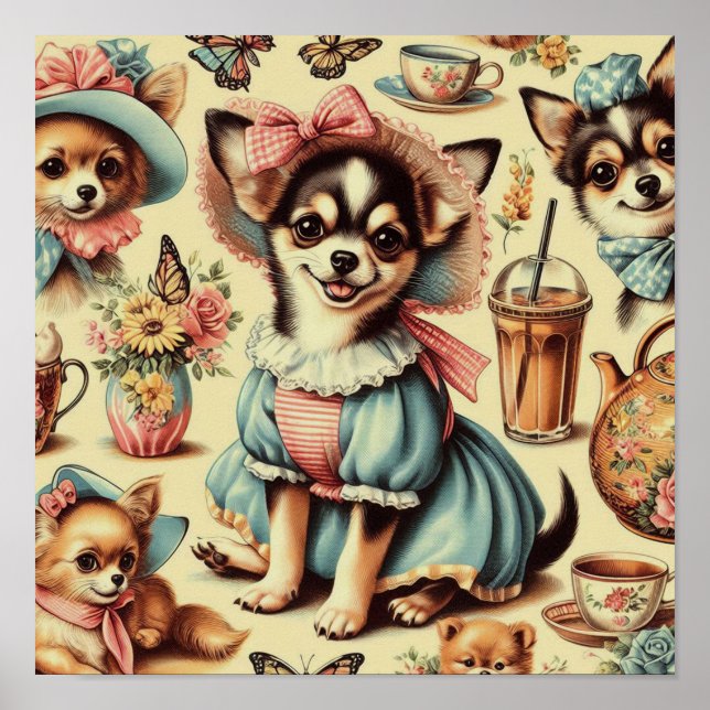 Poster Cute Chihuahua Peinture Chiot (Devant)