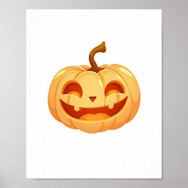 Poster Cute Citrouille Jack-o'-lantern Turtle Mer Hallowe (Devant)