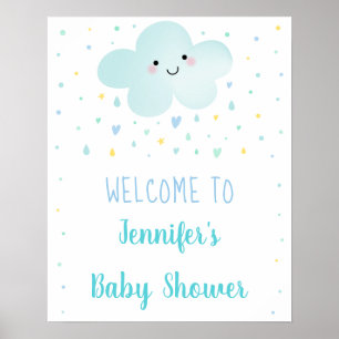 Poster Cute Cloud Stars Blue Baby Sprinkl Bienvenue