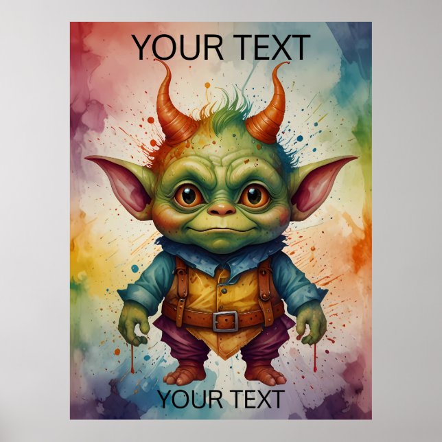 Poster Cute colourful funny little goblin (Devant)