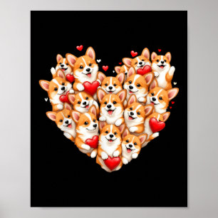 Poster Cute Corgi Valentine Coeur Valentines Jour Corgi G
