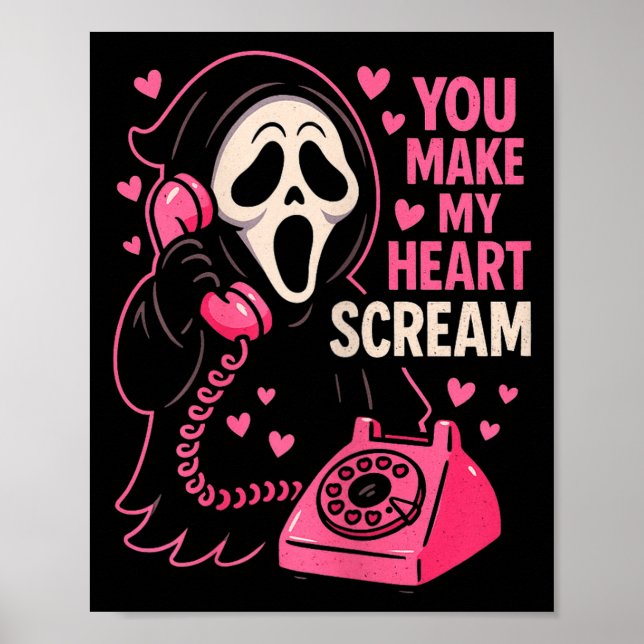 Poster Cute Creepy Horror Make My Heart Scream Valentine’ (Devant)