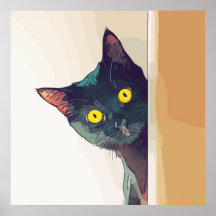 Cute Curious Chat numérique illustré
