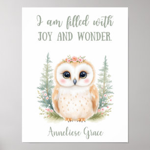 Poster Cute Cute Elegant Chouette Bois Animal Nursery