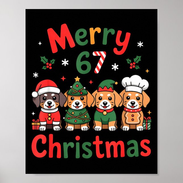 Poster Cute Dachshund Christmas Design Funny Holiday Dog  (Devant)