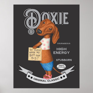 Poster Cute Dachshund Portant dessus Shorts et talons hau