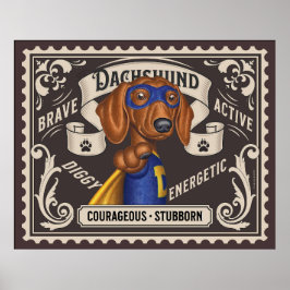 Poster Cute Dachshund Superhero