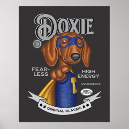 Poster Cute Dachshund Superhero
