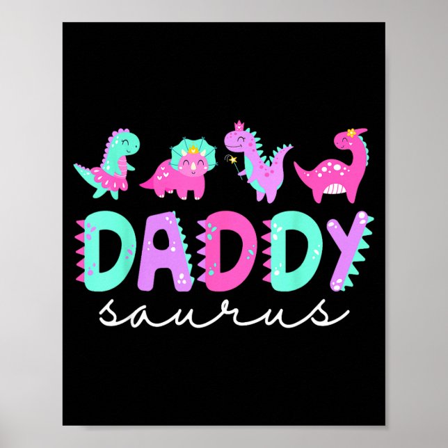 Poster Cute Daddy Saurus Dad Dinosaur Birthday Boy Girl F (Devant)