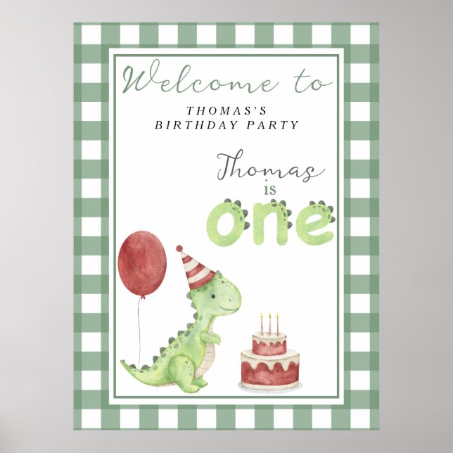 Poster Cute Dino 1er anniversaire (Devant)