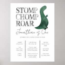 Poster Cute Dinosaur Moderne Garçon 1er anniversaire Jalo