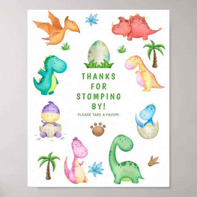 Poster Cute Dinosaur Spinosaur fête d'anniversaire (Devant)