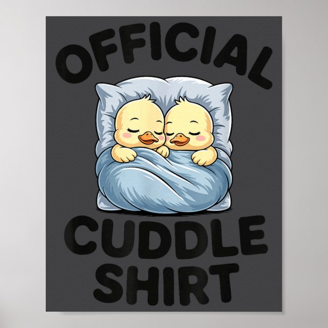 Poster Cute Duck Couple Snuggle Cuddle  (Devant)