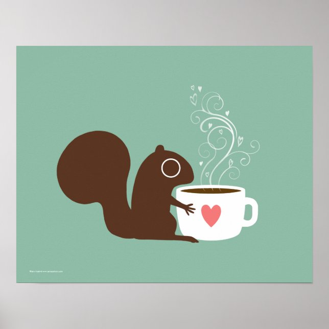 Poster Cute Écureuil Lover café | Whimsical Animal Art (Devant)