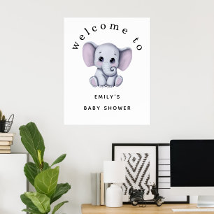 Poster Cute Elephant Gender Neutral Welcome Baby Shower